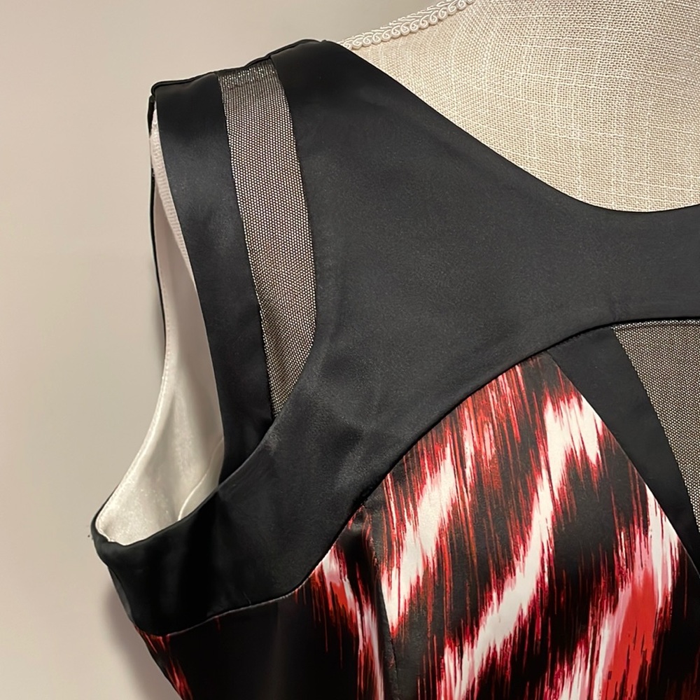 JAX New Black/ Multi Satin Cocktail Dress- Size 14 - Picture 4 of 16